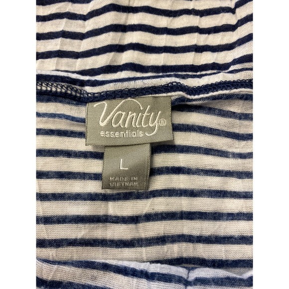 Vanity Navy Blue Striped Lace Y2K Cami Tank Top L Large White‎ - Picture 6 of 7